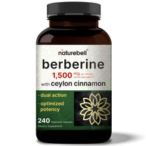 NatureBell Berberine Supplement 1500mg Per Serving 240 Veggie Capsules  Plus 1200mg True Ceylon Cinnamon, 97% Berberine HCL
