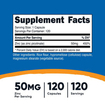 Nutricost Zinc Picolinate 50mg 120 Capsules