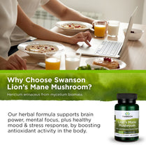 Swanson Premium Swanson Full Spectrum Lion's Mane Mushroom (SW1096, 500 Mg) - 60 Caps