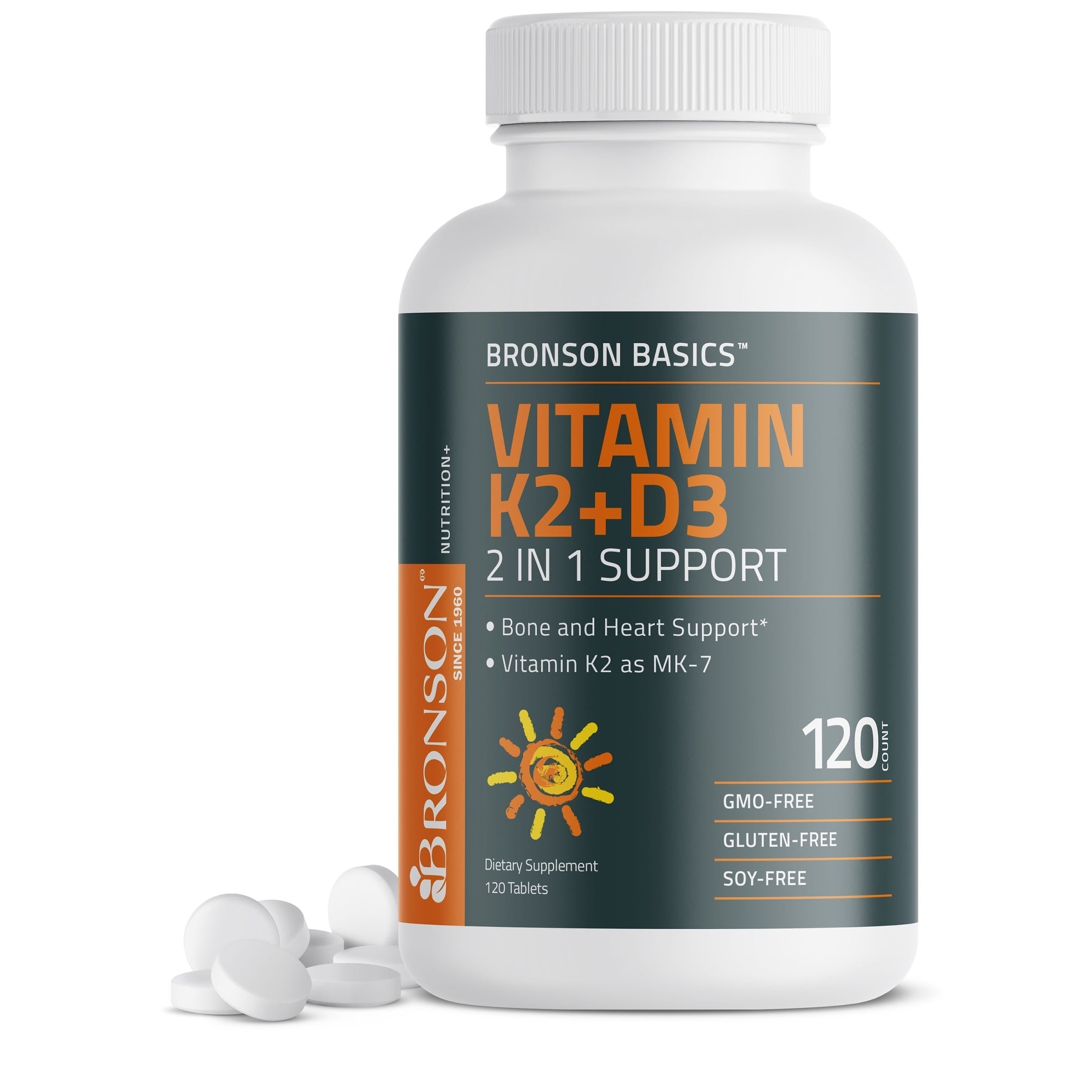 Bronson Vitamin K2 MK7 125mcg + D3 5000IU 120 Tablets – PureNutri